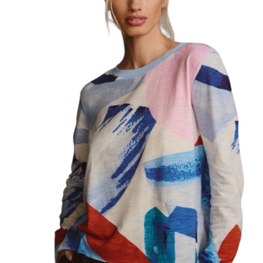 Anthropologie Maeve Caitlin boxy LS tee size large NWT